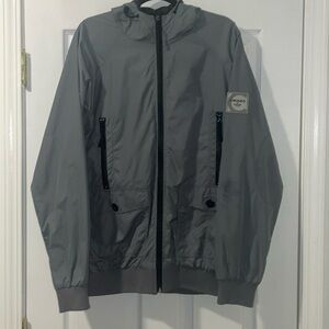 Crooks & Castles vintage full zip rain jacket grey size XL